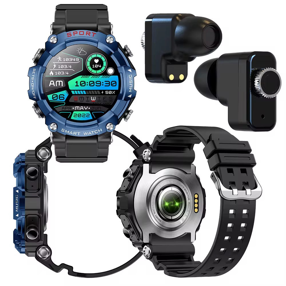 Montre Connectée T96 – Écouteurs Bluetooth Intégrés & Grand Écran HD
